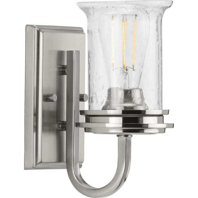 Progress Lighting Winslett 1-Light Bath Wall Light, Brushed Nickel, Seeded Glass Shade