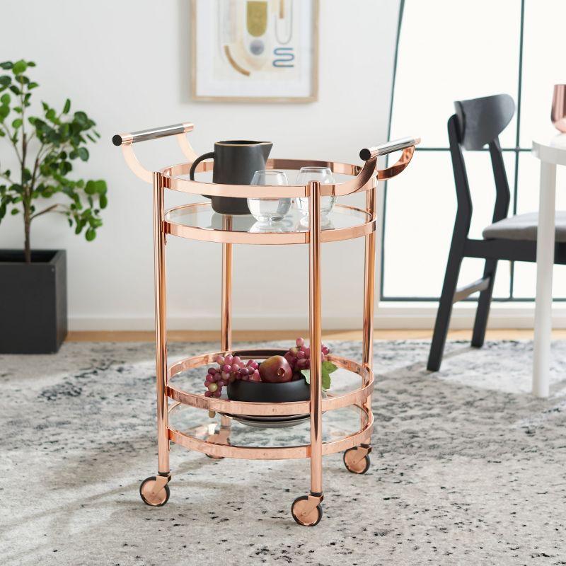 Sienna 2 Tier Round Bar Cart - BCT8001D - Rose Gold - Safavieh