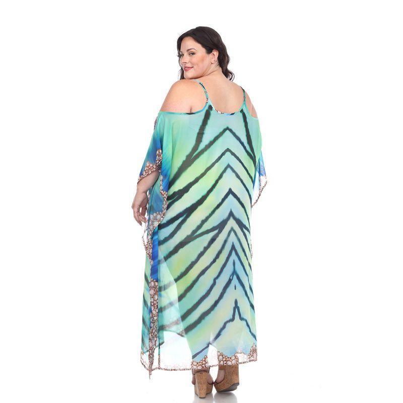 Women's Plus Size Sheer Caftan Maxi Dress Green One Size Fits Most Plus - White Mark