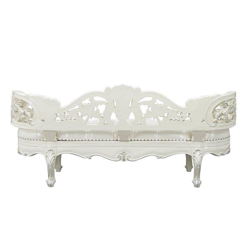 76" Adara Ottoman and Bench Antique White Finish - Acme Furniture: Rococo Style, No Assembly Required