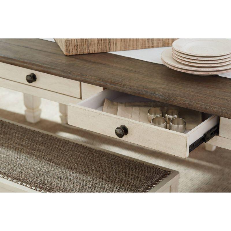 Dining Table Cream - Signature Design by Ashley: Farmhouse Style, 6 Drawers, Rustic Plank Top