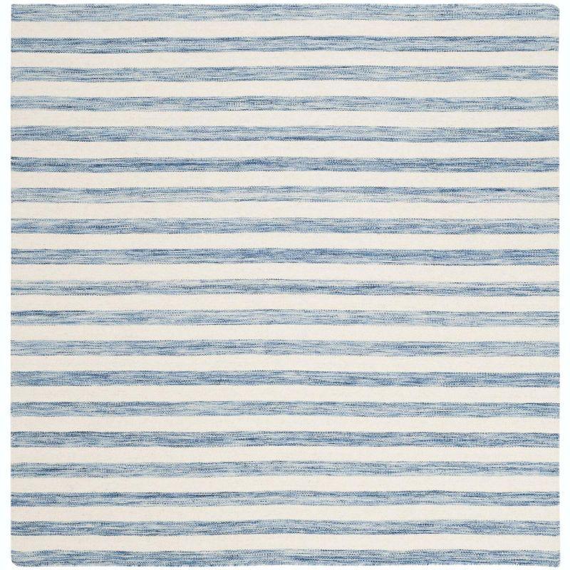 Dhurries DHU575 Hand Woven Flat Weave Area Rug Blue / Ivory 6' X 6'  - Safavieh.