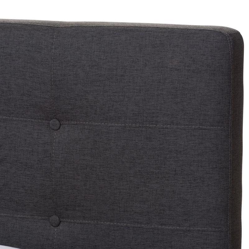 Valencia Mid Modern Fabric Platform King Bed Dark Gray - Baxton Studio: Upholstered Headboard, Tapered Legs