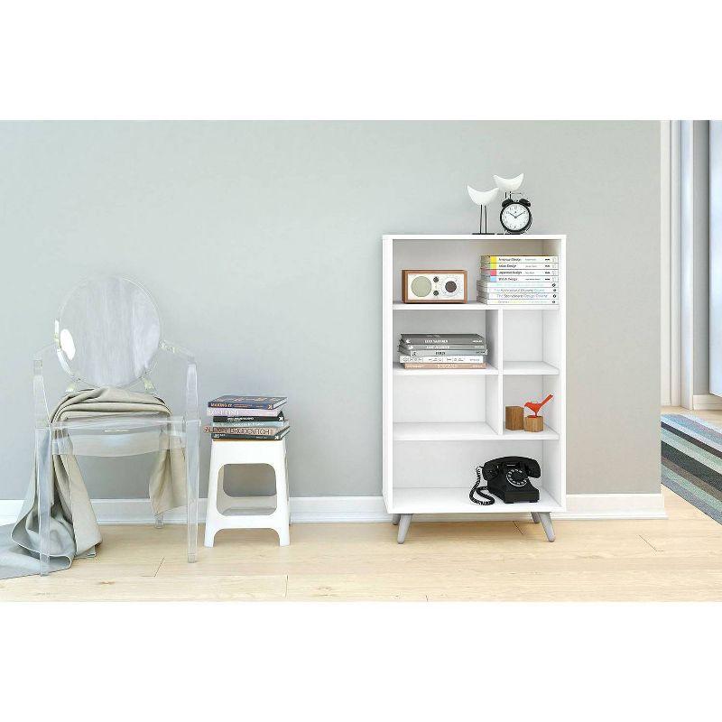 40.75" Sidney 4 Shelf Bookshelf White - Polifurniture: Modern Style, Particle Board, for Dorm Use