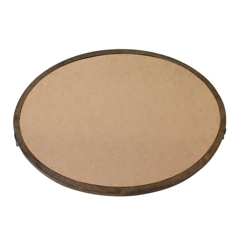 18.4" x 14.2" Rustic Oval Wood Tray with Distressed Mirror Base Brown - Stonebriar Collection