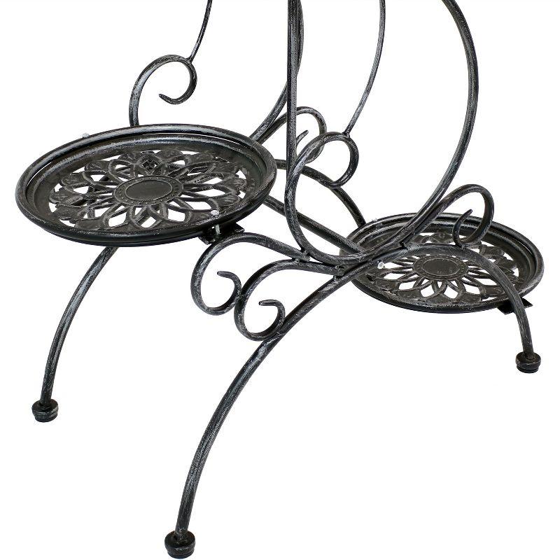 Sunnydaze Steel 3-Tiered Victorian Potted Flower Plant Stand Display Shelf - 31" - Black