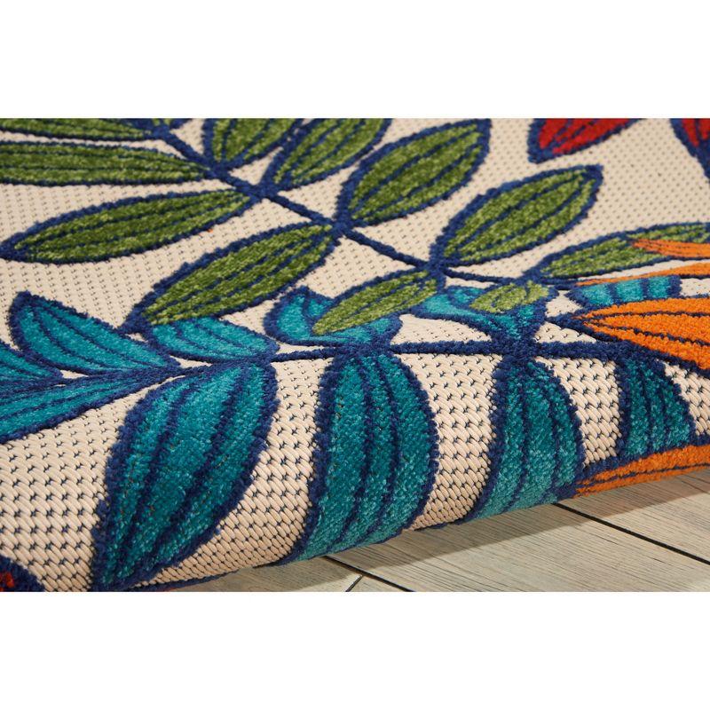 Nourison Aloha Floral Leaf Flatweave High-Low Indoor Outdoor Area Rug Multicolor 6' x 9'