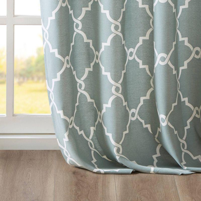 Fretwork Print Grommet Top Window Curtain Panel