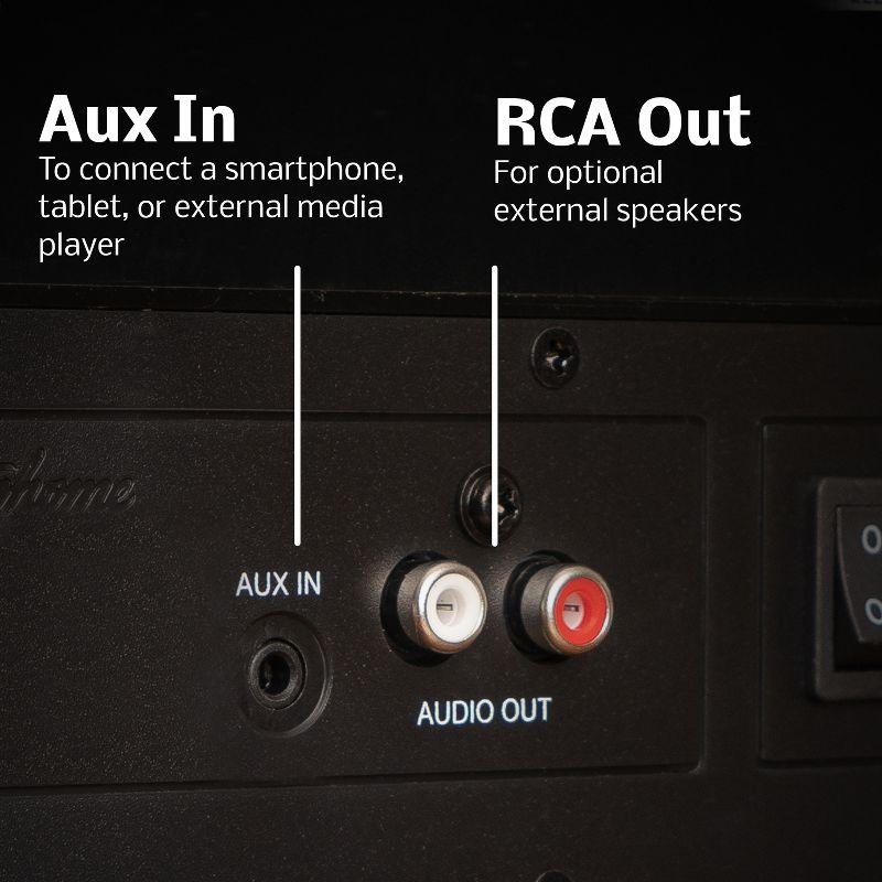 Electrohome Kingston Vintage Vinyl Record Player Stereo System - Turntable, Bluetooth, Radio, CD, Aux, USB, Vinyl to MP3 - Cherry