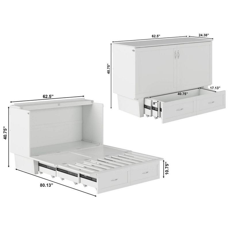 Queen Monroe Murphy Bed Chest with Memory Foam Mattress & USB Charger - AFI