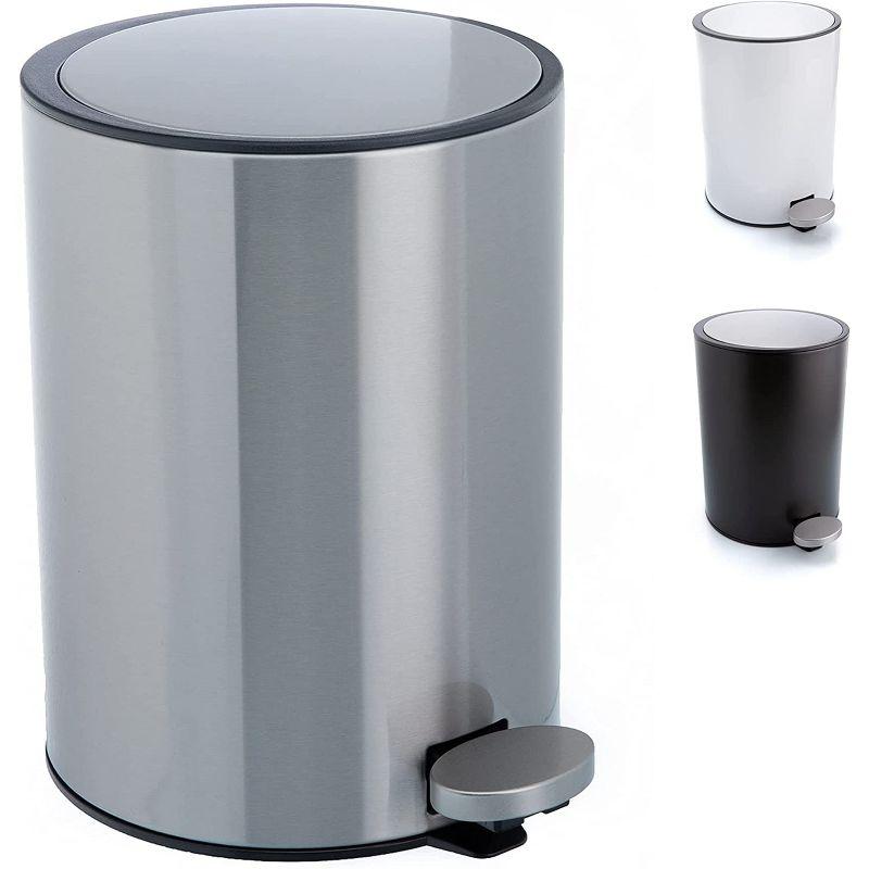 Bamodi 3L Stainless Steel Bathroom Wastebasket with Removable Inner Bucket & Lid