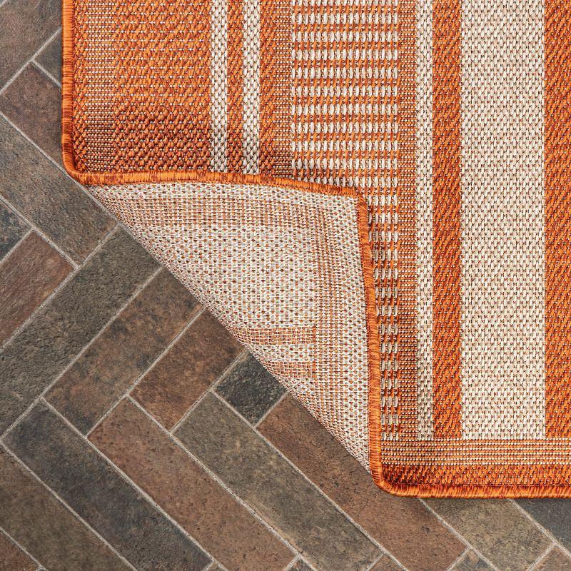 5' x 8' Haynes Modern Double Stripe Indoor/Outdoor Area Rug, Orange/Cream - JONATHAN Y