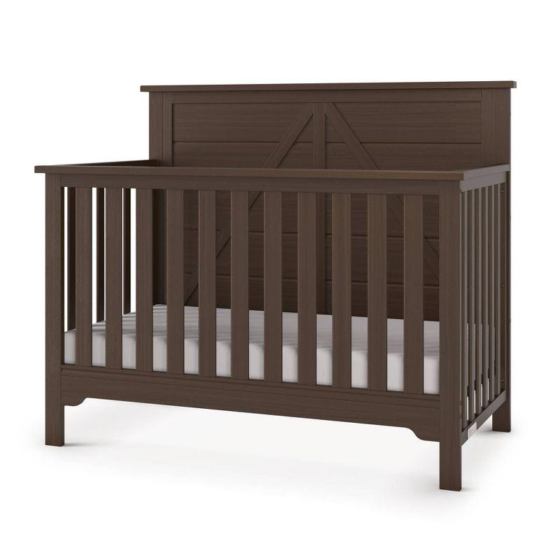 Brushed Truffle Pine Wood 4-in-1 Convertible Crib