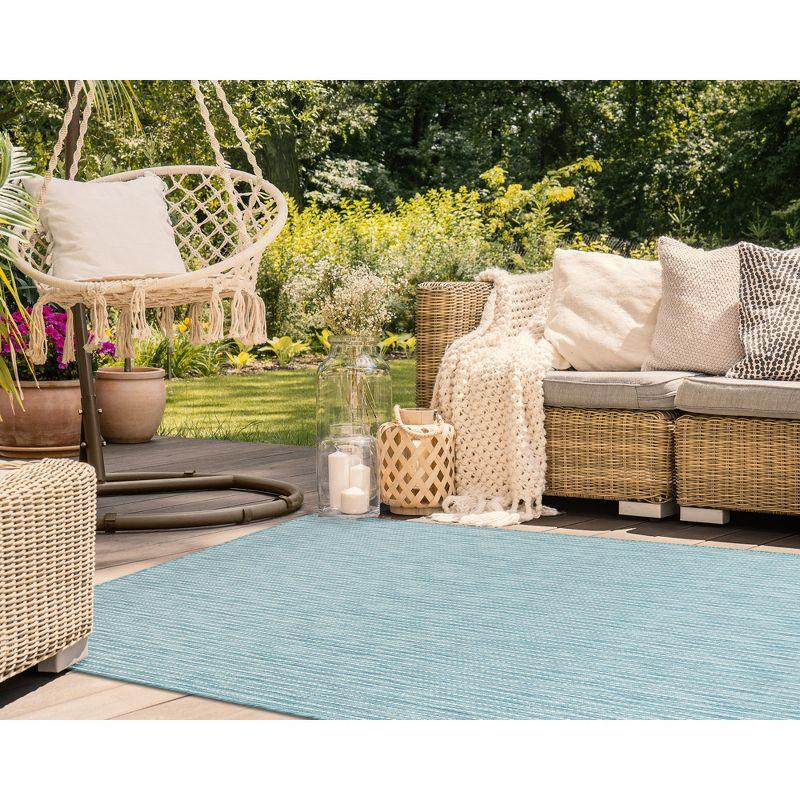 Liora Manne Carmel Texture Stripe Indoor/Outdoor Rug Aqua 3'9" x 5'7"