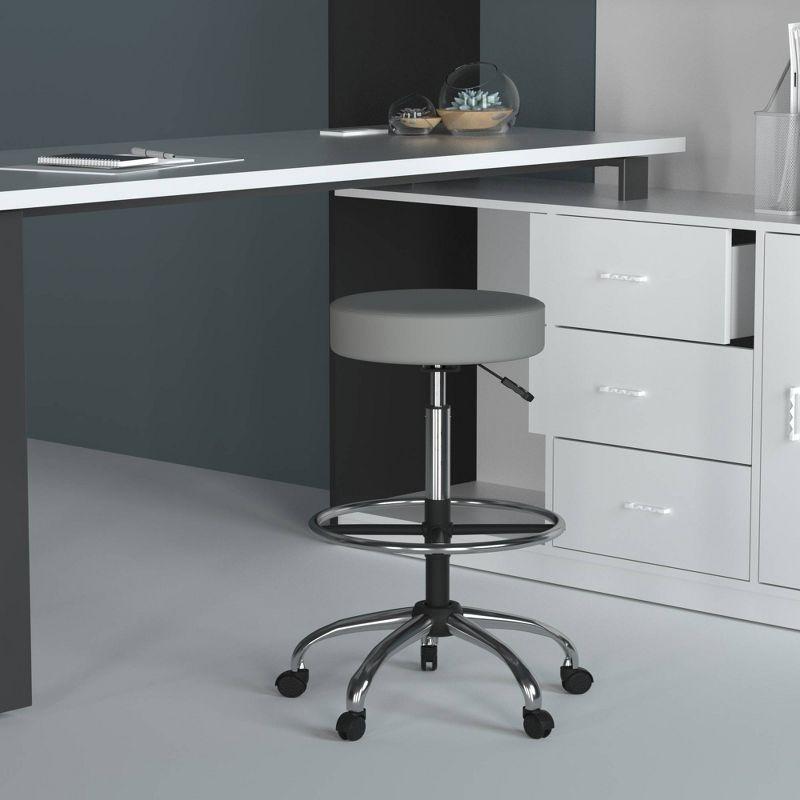 Gray Adjustable Swivel Medical Stool with Chrome Finish