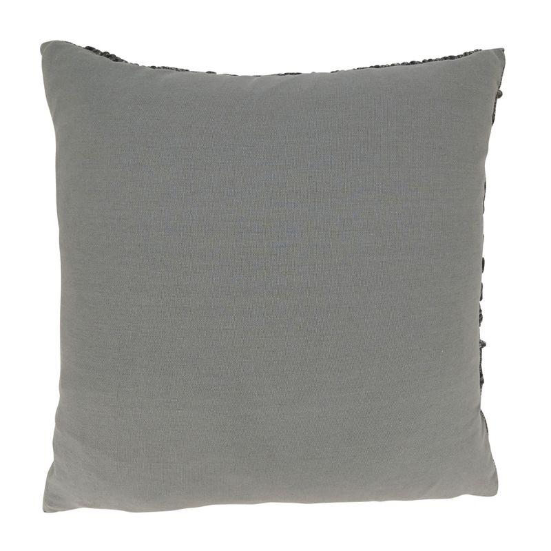 Gray Embroidered Cotton Square Throw Pillow, 18"x18"