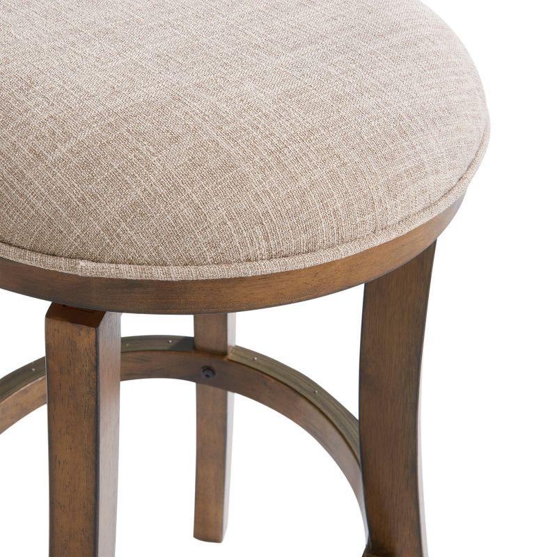 Ellie 21" Wide Solid Rubber Wood Frame Linen Fabric Counter Height Round Swivel Stool