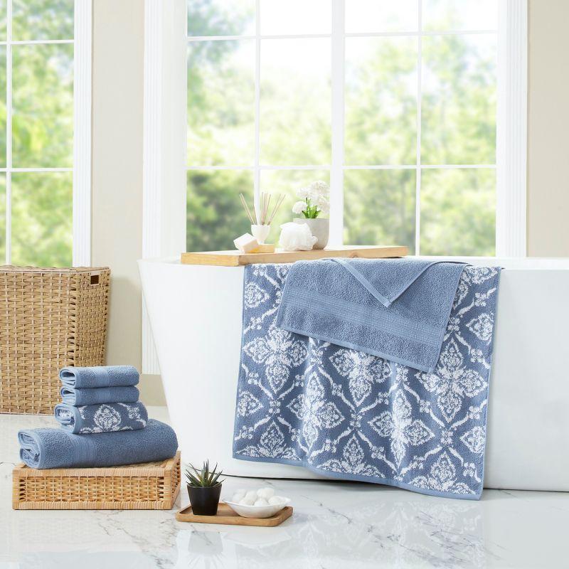 Denim Blue Cotton Jacquard 6-Piece Towel Set