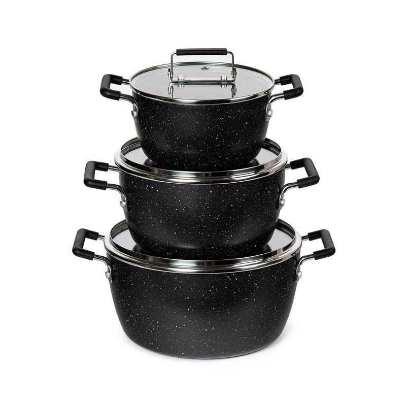 Granitestone Granitestone 6 Piece Stackable Nonstick Nesting Pots with Lids, Dishwasher Safe