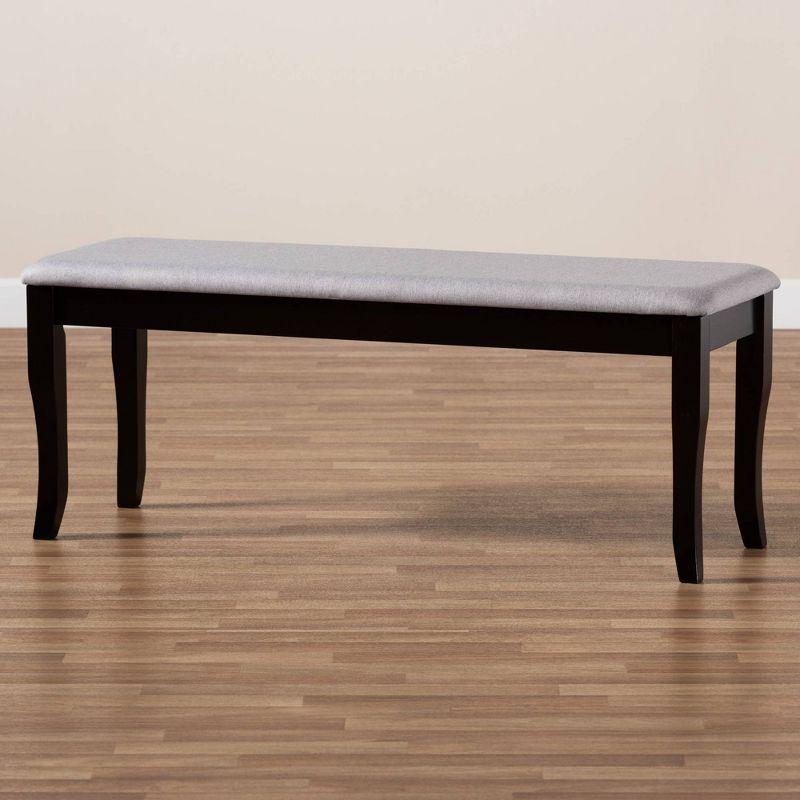 Cornelie Fabric Upholstered Wood Dining Bench Gray/Dark Brown - Baxton Studio