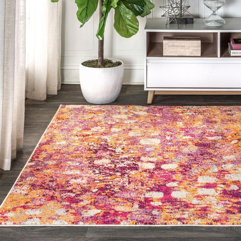 8'x10' Contemporary POP Modern Abstract Area Rug, Pink/Orange - JONATHAN Y