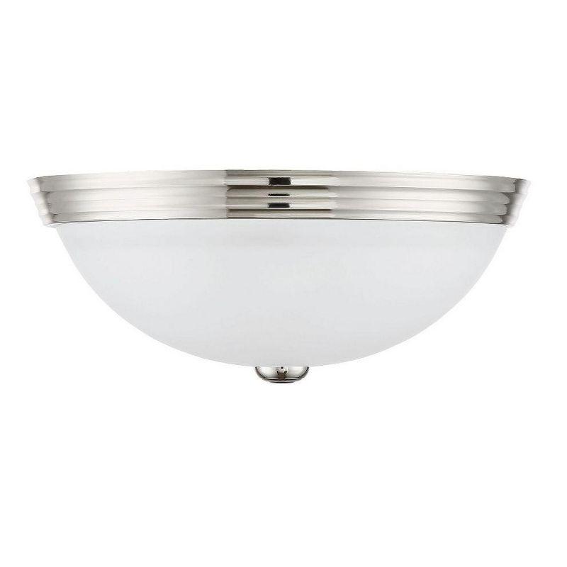 13" Warm Brass and White Etched Glass LED Flush Mount Light