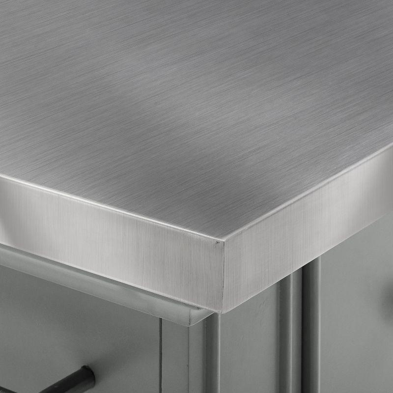 Julia Stainless Steel Top Kitchen Island Gray - Crosley: Towel Bar, Spice Rack, 5 Drawers, 2 Cabinets