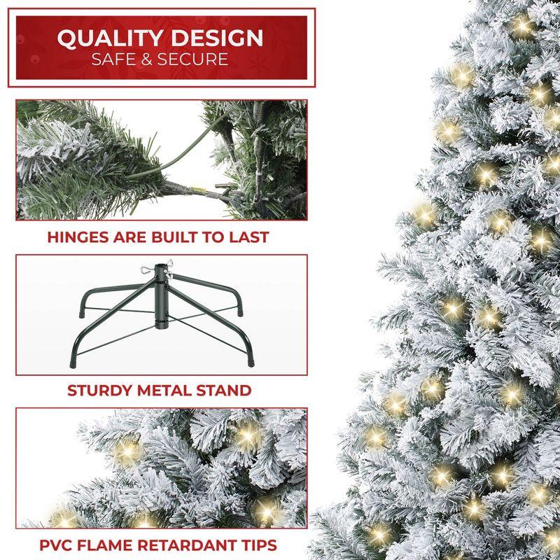 6' Pre-Lit Artificial Flocked Pine Christmas Tree with Stand