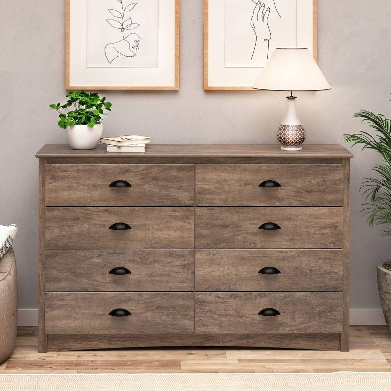 Drifted Gray Double 8-Drawer Coastal Dresser