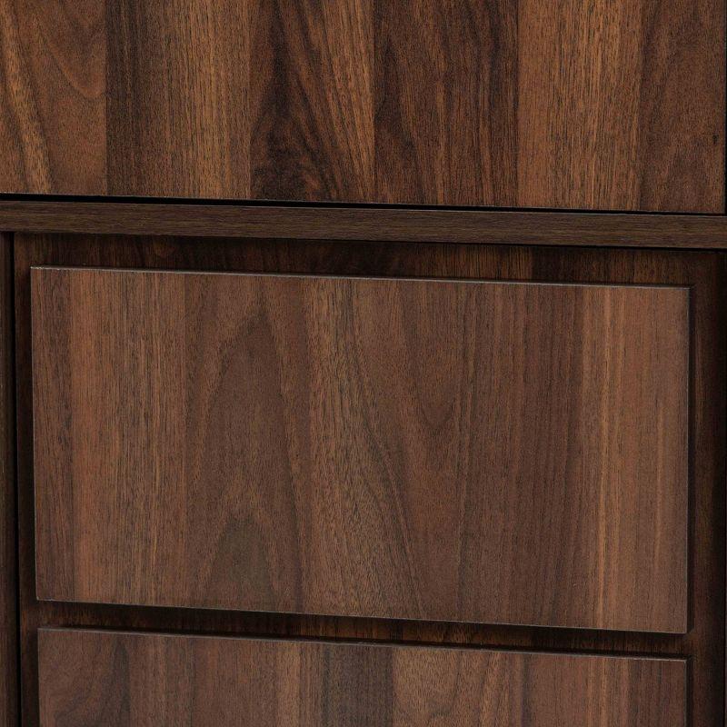 Neil Wood and Metal Storage Cabinet Brown/Black - Baxton Studio: Modern Accent Furniture with Fixed Shelves, 2 Drawers