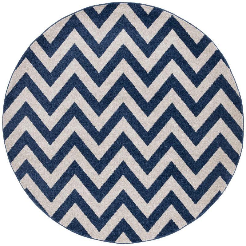 Amherst AMT419 Power Loomed Indoor Area Rug - Navy/Beige - 7' Round - Safavieh