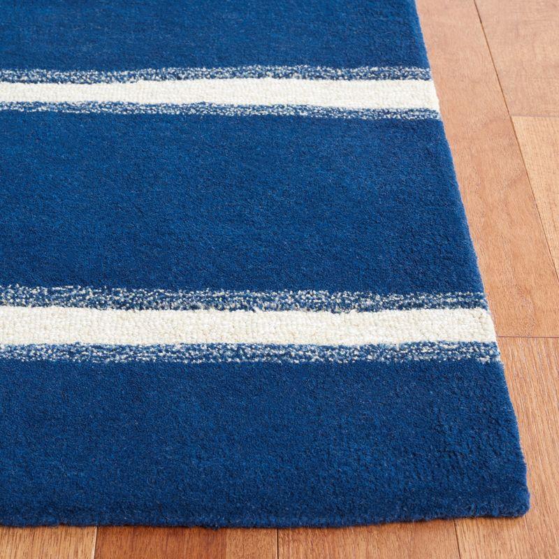 Martha Stewart Chalk Stripe - MSR3617 - Indoor Hand Tufted Area Rugs - Wrought Iron/Navy - 3'x5'