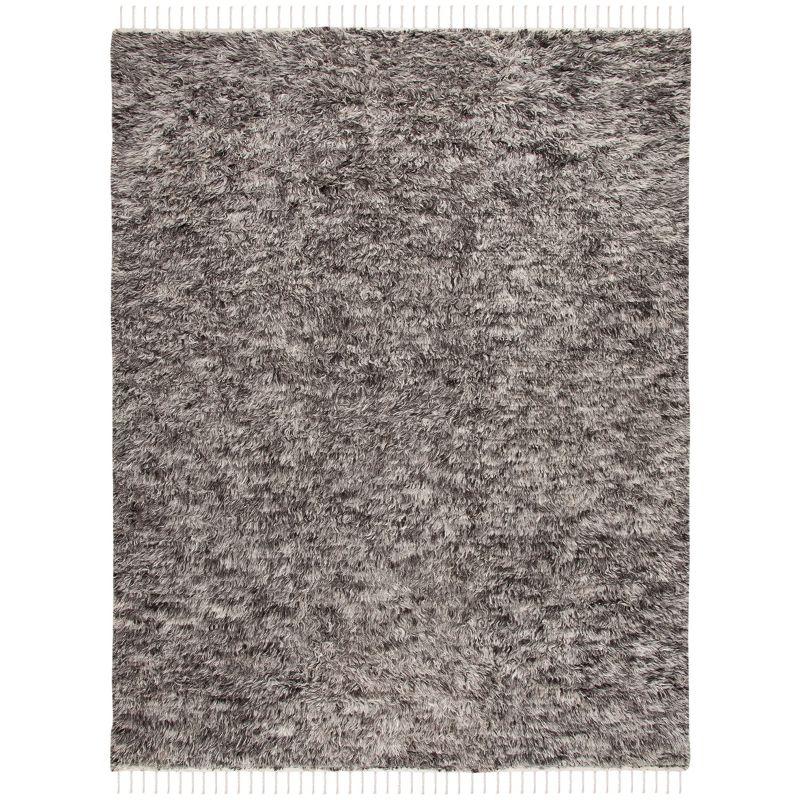 Hand-Tufted Luxe Moroccan Shag Wool Area Rug, Gray, 8' x 10'