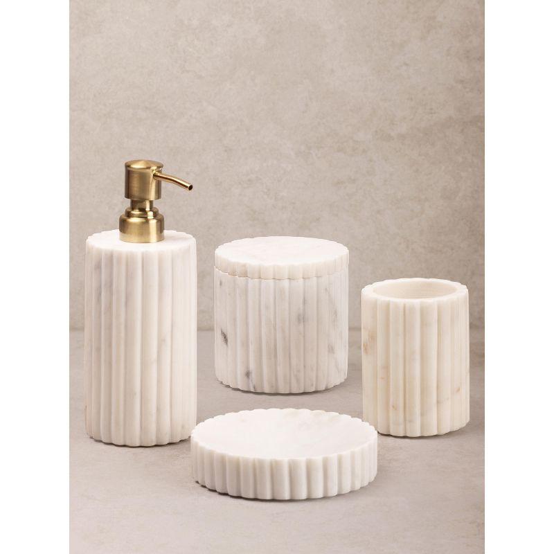 Roksana White Marble Fluted Bath Accessories Set of 4