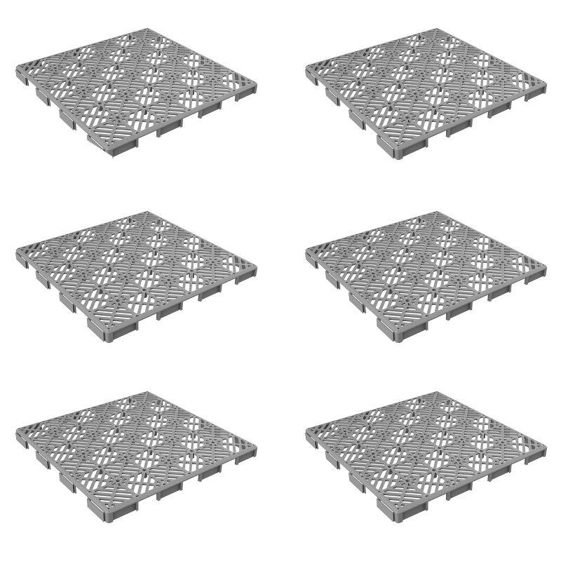 Interlocking 11.5"x11.5" Deck Tiles - Diamond Pattern Outdoor Pavers - Weather + Slip Resistant