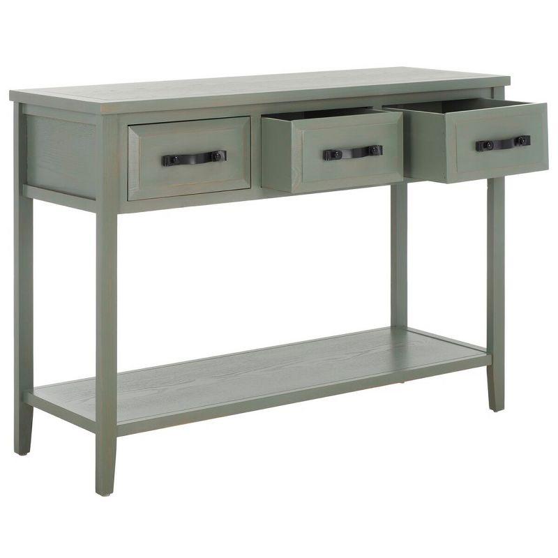 Transitional French Gray 3-Drawer Wood Console Table with Storage