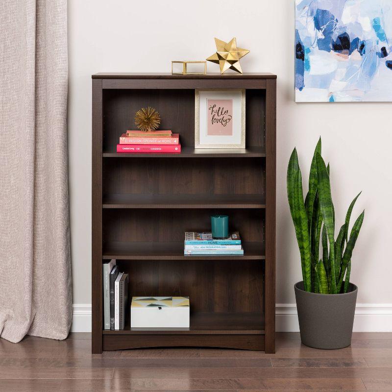 4 Shelf Bookcase Espresso - Prepac: Laminated Wood Composite, Metal Hardware, 80 lbs Capacity