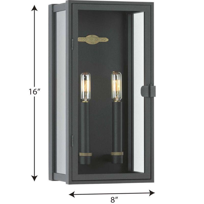 Textured Black 2-Light Outdoor Wall Lantern with Clear Glass