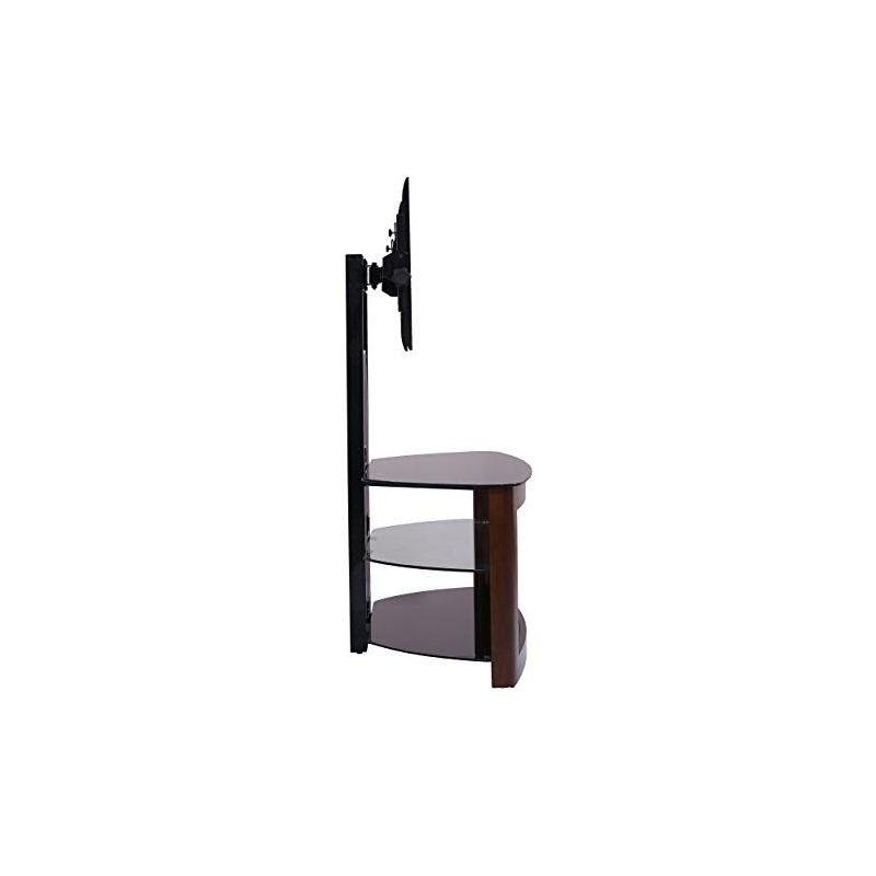 Orren Ellis Tol Curved Wood TV Stand Mount, 3 Open Shelves for Up to 85" TVs