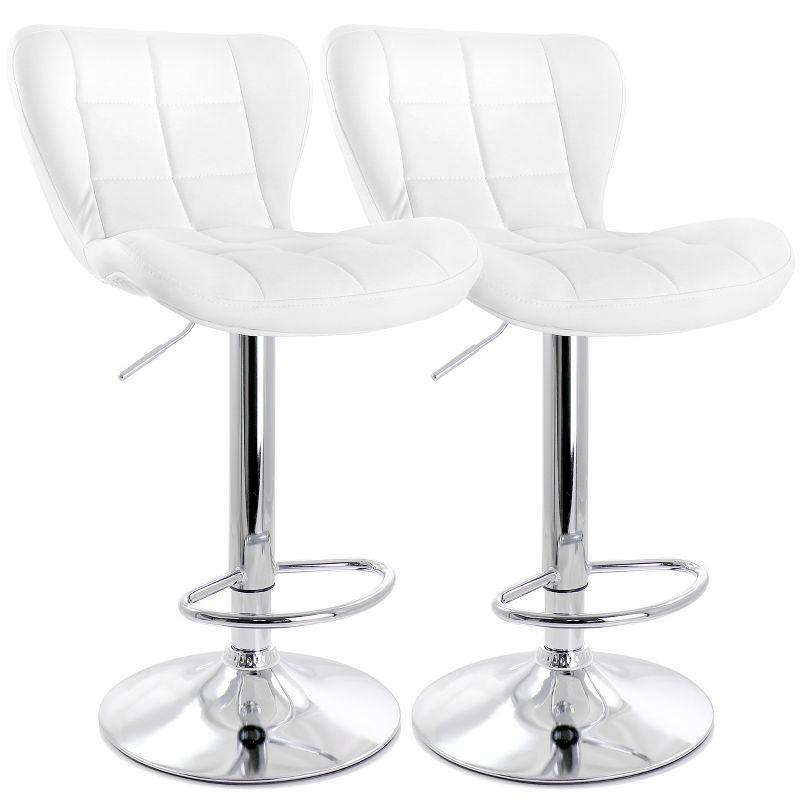 Elama 2 Piece Adjustable Faux Leather Bar Stool Set