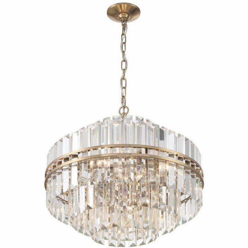 Aged Brass and Crystal 12-Light Chandelier