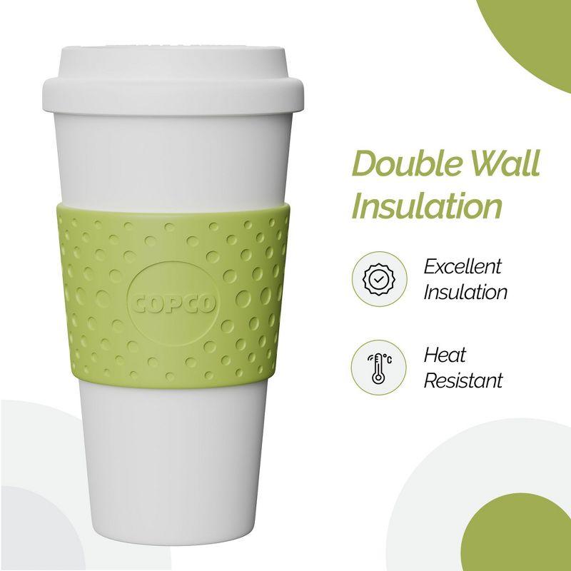 Copco Acadia 16 oz Travel Mug - Insulated Reusable Coffee Tumbler with Double-Walled Plastic, Leak-Proof Lid, BPA-Free - (Green)