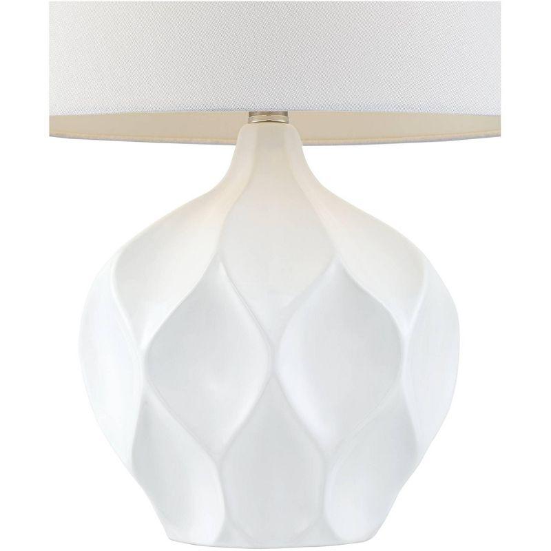 360 Lighting Dobbs Modern Mid Century Accent Table Lamp 22 1/2" High White Glaze Geometric Ceramic Oval Shade for Bedroom Living Room Bedside Office