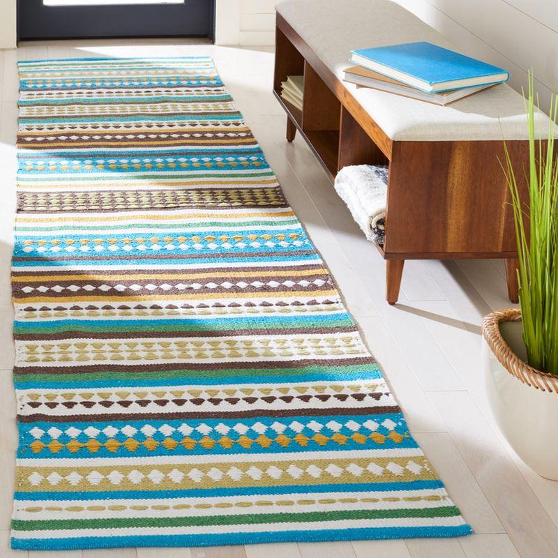 Coastal Breeze Light Blue Handwoven Cotton 27" Runner Rug