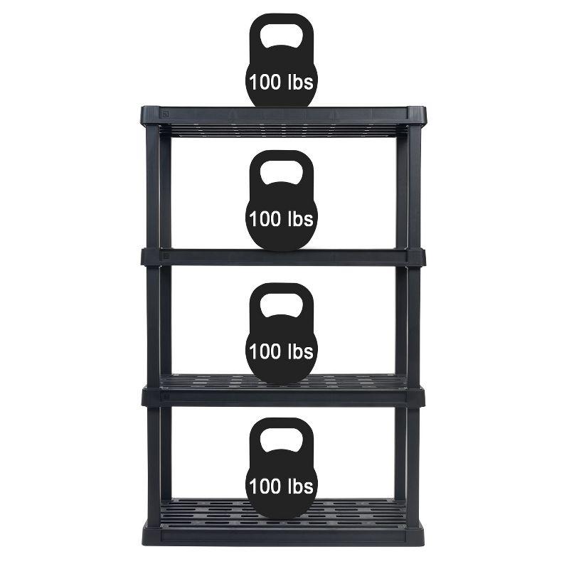 IRIS USA 4-Tier Shelving Unit, 56" Fixed Height, Large Storage Organizer for Home, Garage, Basement, Shed and Laundry Room, Black