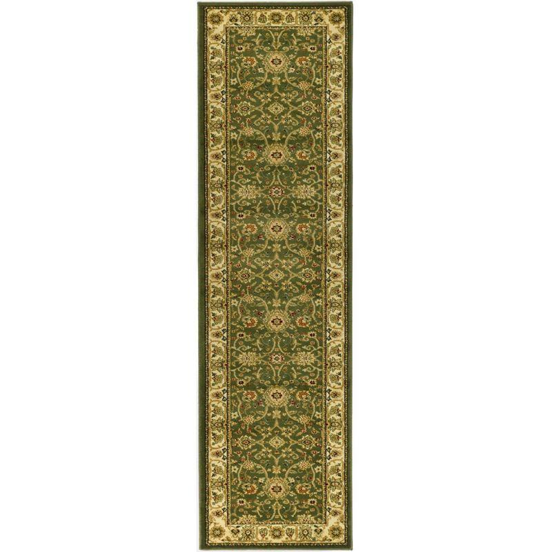 Elegant Sage & Ivory Synthetic Runner Rug - 2'3" x 16' Easy Care Design