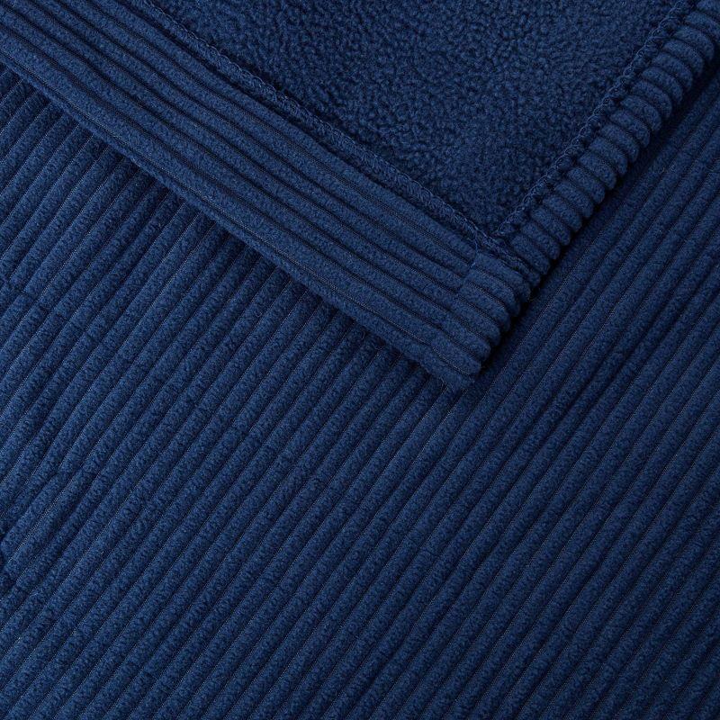 King Knitted Electric Heated Micro Fleece Bed Blanket Navy - Beautyrest: 5-Year Warranty, Machine Washable, STANDARD 100 by OEKO-TEX