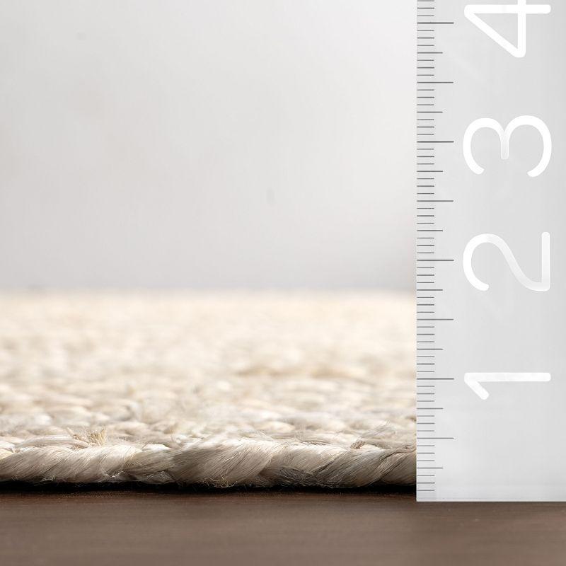 Nuloom 10 Square Rigo Jute Hand Woven Indoor Area Rug, Off White, Solid Farmhouse Design, Natural Fiber Bedroom, Living Room, Kitchen,