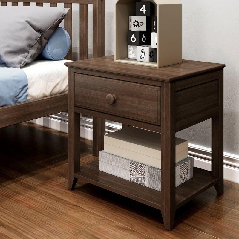 Max & Lily Nightstand with Storage Drawer, Small Wooden Bedside, Side Tables for Bedroom, Walnut