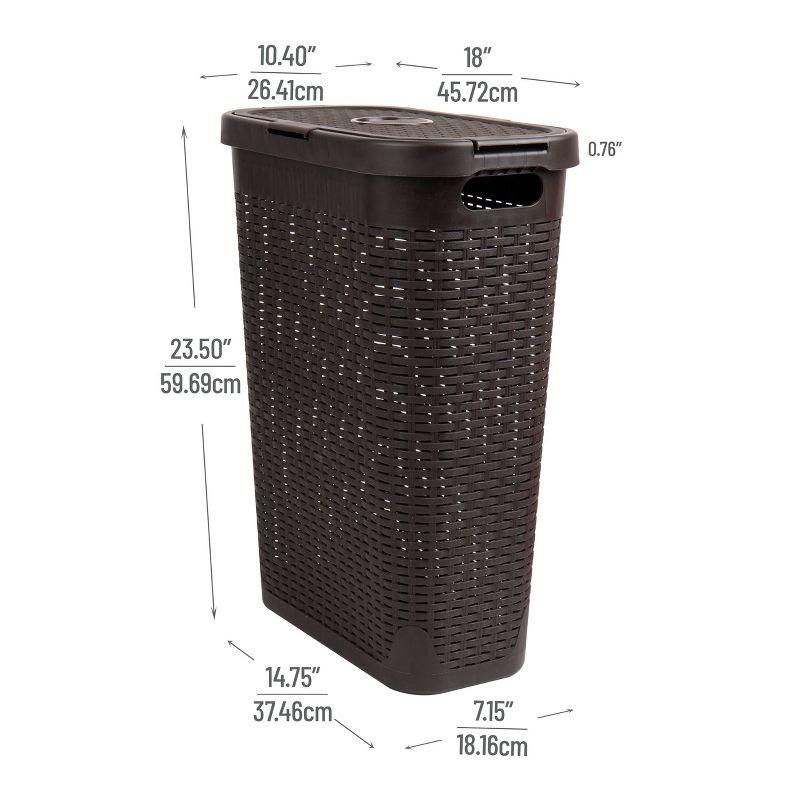 Mind Reader 40L Slim Laundry Hamper, Clothes Basket, Lid, Wicker Design, Plastic & Reviews | Wayfair